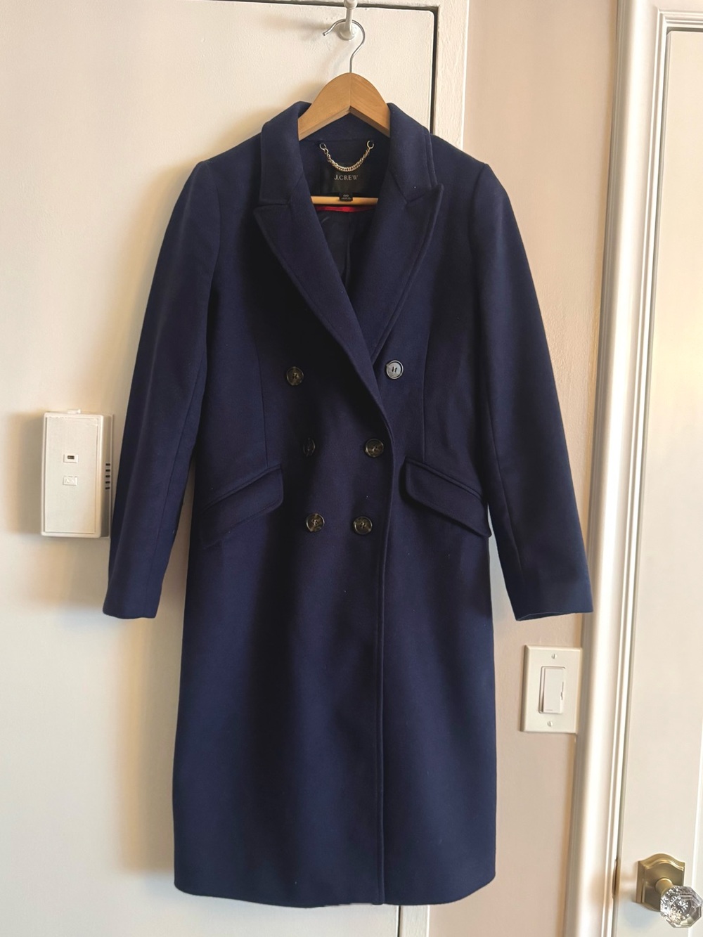 J Crew Double-breasted topcoat in Italian wool-cashmere AT700 in Navy - 00